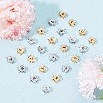 60Pcs 2 Colors Stainless Steel Ear Nuts STAS-BBC0006-40B-1