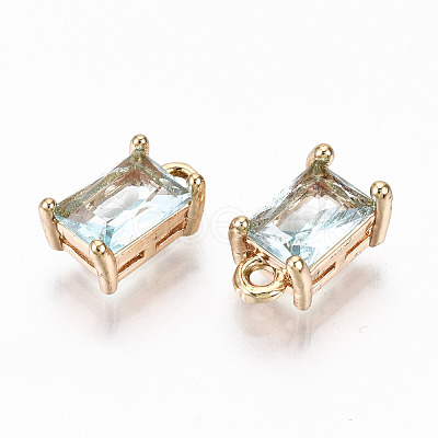 Brass Glass Rhinestone Pendants GLAA-S179-21H-RS-1