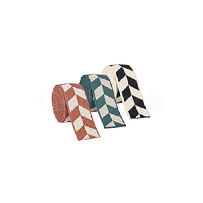 3Pcs 3 Colors Polyester Jacquard Rhomboid Ribbon OCOR-BC0006-72-1