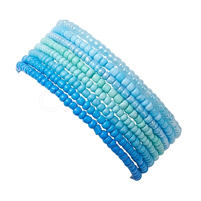 8Pcs Glass Seed Beads Stretch Bracelets for Women BJEW-MZ00264-1