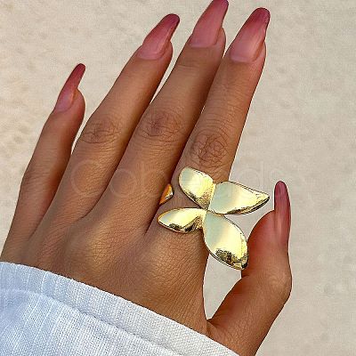Alloy Open Cuff Rings for Women RJEW-S412-04G-02-1