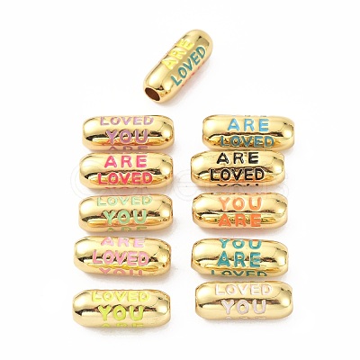 Eco-Friendly Brass Enamel Beads KK-C220-06G-1