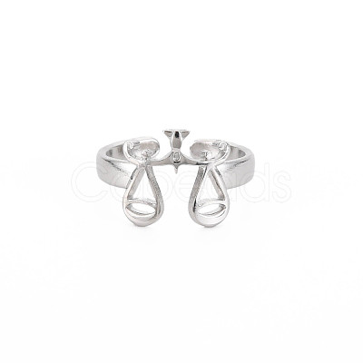 Non-Tarnish 304 Stainless Steel 12 Constellations/Zodiac Signs Open Cuff Ring for Women RJEW-S405-156P-B-1