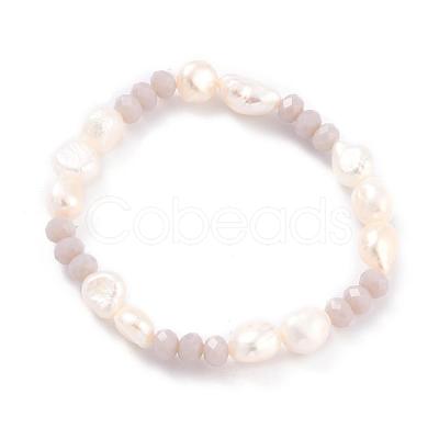 Natural Baroque Pearl Stretch Bracelets BJEW-JB05059-01-1