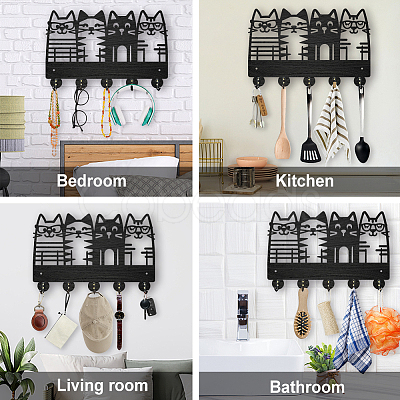 Wood & Iron Wall Mounted Hangers HJEW-WH0055-066-1