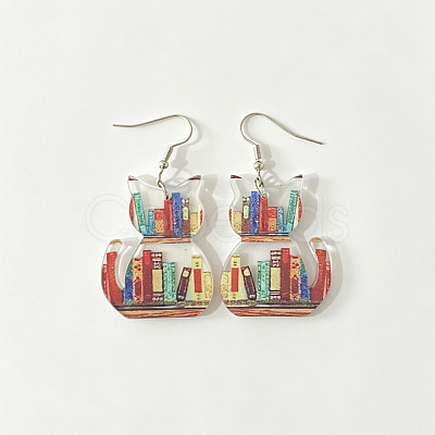 Printed Iron Acrylic Dangle Earrings WG7378E-01-1