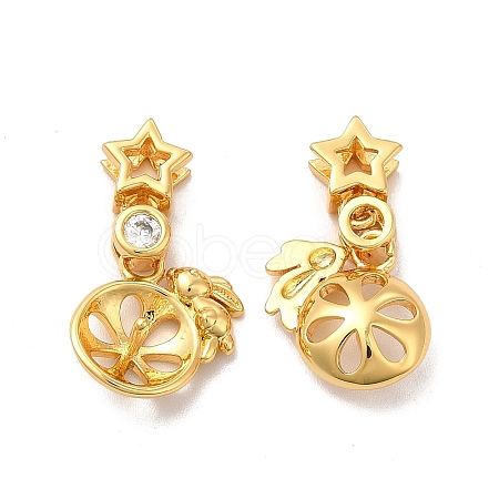 Rack Plating Eco-Friendly Brass Micro Pave Cubic Zirconia Charms KK-A177-27G-1