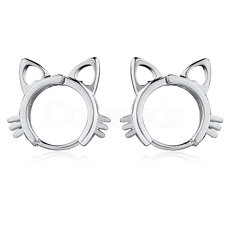 Women Cat Brass Leverback Earrings JE965A-1