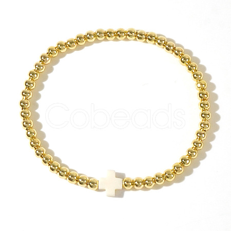 Brass Round Beaded Bracelets for Women SB9067-15-1