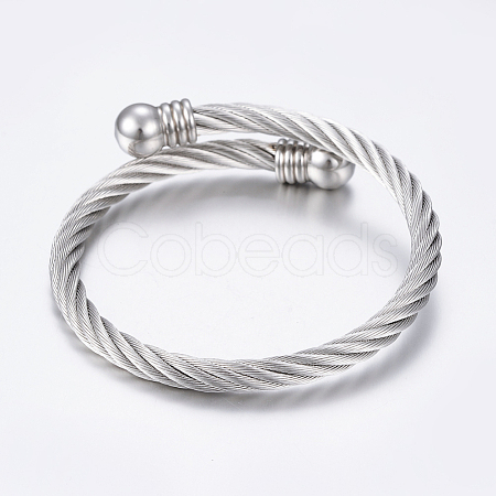 Tarnish Resistant 304 Stainless Steel Torque Bangles BJEW-G584-38P-1