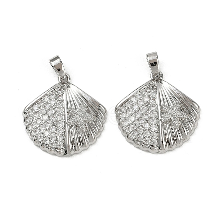 Brass Micro Pave Cubic Zirconia Pendants KK-C093-07P-1