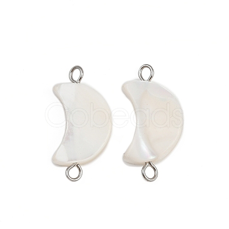 Natural Shell Moon Connector Charms STAS-D378-24P-1