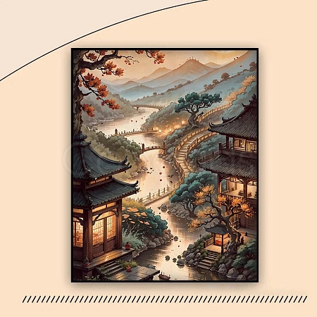 Chinese Style Building Scenery DIY Diamond Painting Kit PW-WG34764-03-1