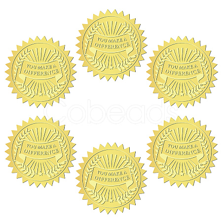 12 Sheets Self Adhesive Gold Foil Embossed Stickers DIY-WH0451-017-1