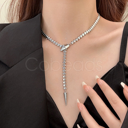 Adjustable Brass Snake Lariat Necklaces for Women FS-WGAF582-02-1