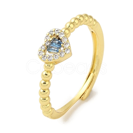 Rack Plating Brass Micro Pave Cubic Zirconia Adjustable Rings RJEW-H228-02G-01-1