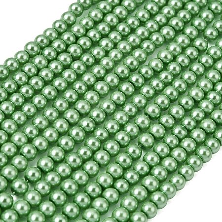 Eco-Friendly Dyed Glass Pearl Round Beads Strands HY-A002-4mm-RB008N-1