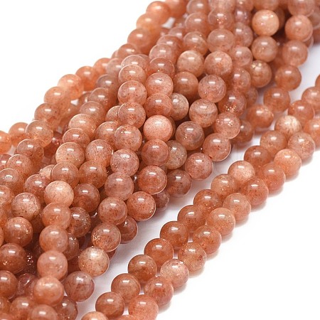 Natural Sunstone Beads Strands G-F674-09-6mm-1