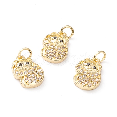 Brass Micro Pave Clear Cubic Zirconia Pendants ZIRC-M118-02G-RS-1