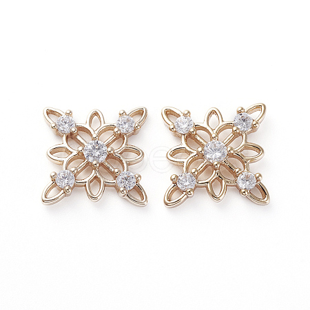 Brass Cubic Zirconia Filigree Joiners ZIRC-K083-014G-1