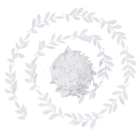 Polyester Lace Leaf Ribbon OCOR-WH0082-514A-1