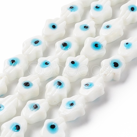 Handmade Evil Eye Lampwork Beads Strands LAMP-F024-02B-1