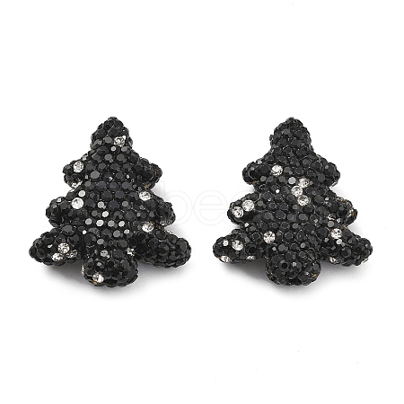 Christmas Tree Polymer Clay Rhinestone Beads CLAY-NH0001-14D-1