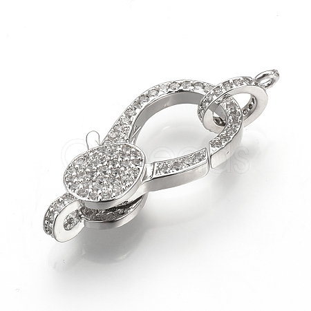 Brass Micro Pave Cubic Zirconia Lobster Claw Clasps ZIRC-S058-17P-1