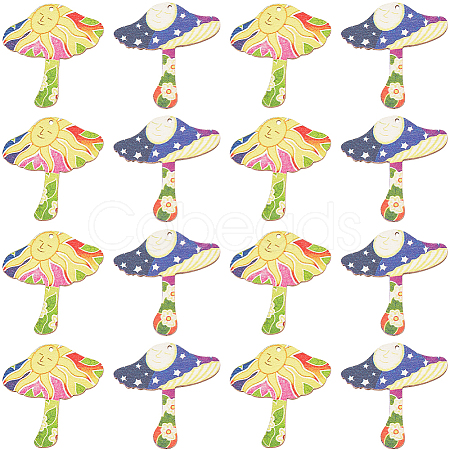 20Pcs 2 Styles Printed Wooden Pendants WOOD-SC0001-65-1
