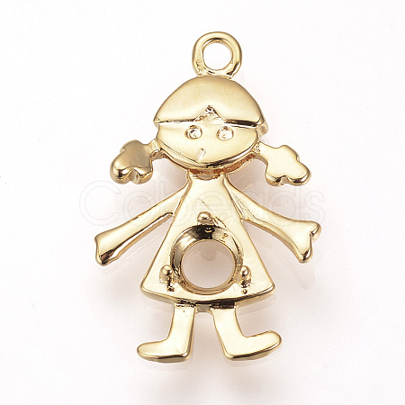 Brass Pendant Rhinestone Settings KK-R058-073G-1