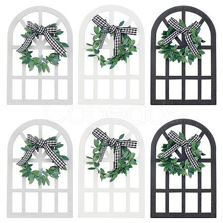 6Pcs 3 Colors Natural Wood Display Decorations HJEW-NB0001-16-1