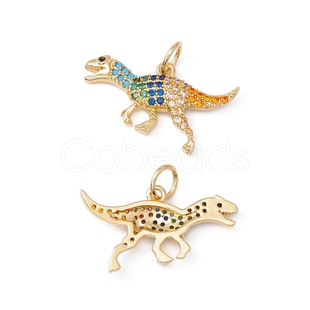Rack Plating Brass Micro Pave Colorful Cubic Zirconia Pendants ZIRC-C040-48E-G-1