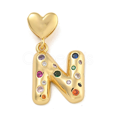 Brass Micro Pave Colorful Cubic Zirconia Pendants KK-P281-01G-N-1