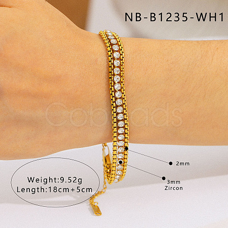 304 Stainless Steel Pave Cubic Zirconia Tennis Bracelets WG7D6AE-04-1
