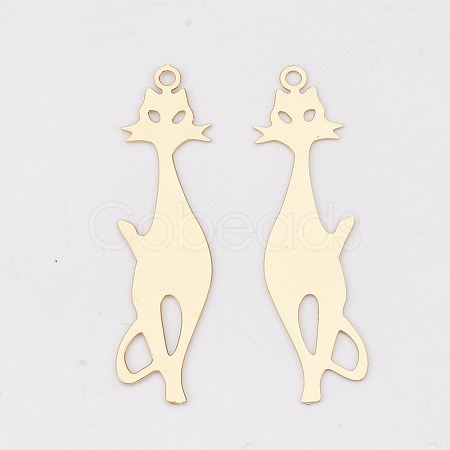 Brass Kitten Pendants KKC-S001-023KC-1