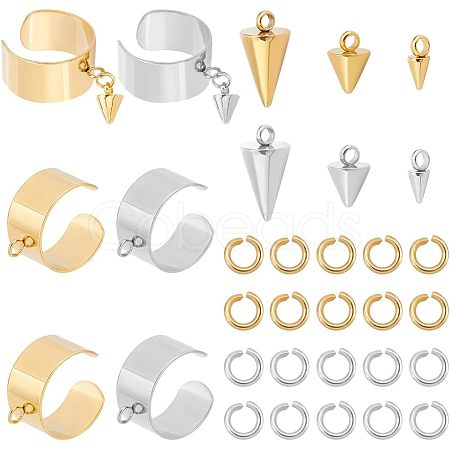 Unicraftale DIY Cone Charm Cuff Ring Making Kit STAS-UN0039-59-1