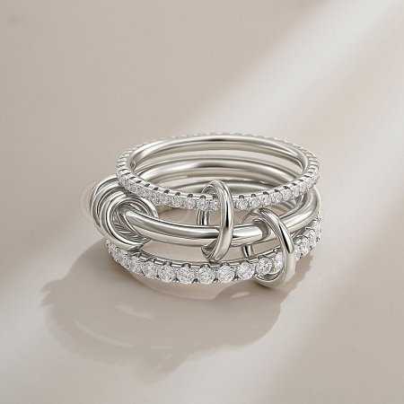 Brass Micro Pave Cubic Zirconia Finger Rings FS-WG6545E-06-1