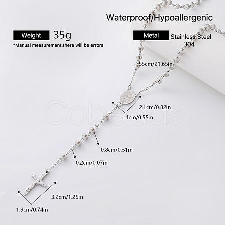 Vintage 304 Stainless Steel Rosary Bead Necklaces SM6488-2-1