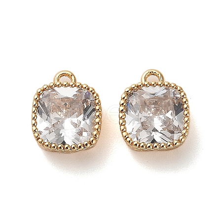 Brass Micro Pave Clear Cubic Zirconia Charms KK-B110-01G-05-1