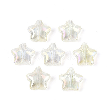 Transparent Spray Painted Glass Beads GLAA-R211-04-G04-1