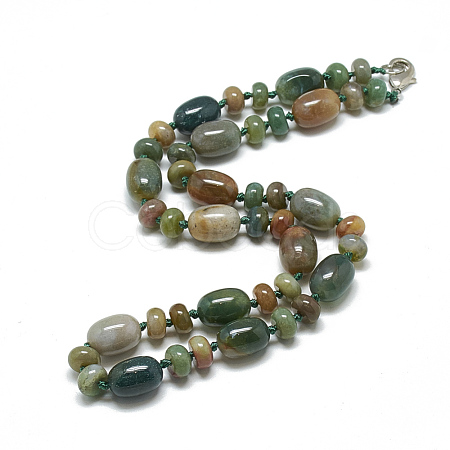 Natural Indian Agate Beaded Necklaces NJEW-S390-12-1