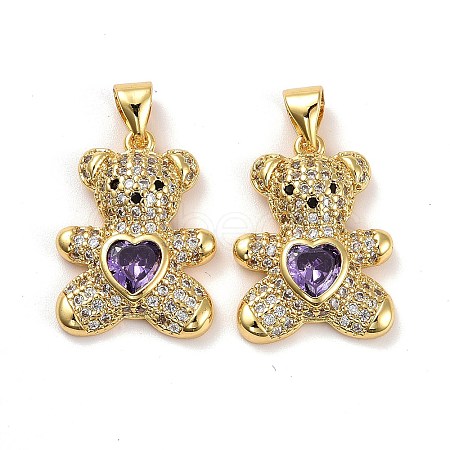 Brass Micro Pave Cubic Zirconia Pendants KK-K258-24C-G-RS-1