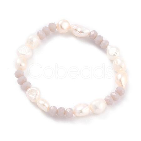 Natural Baroque Pearl Stretch Bracelets BJEW-JB05059-01-1