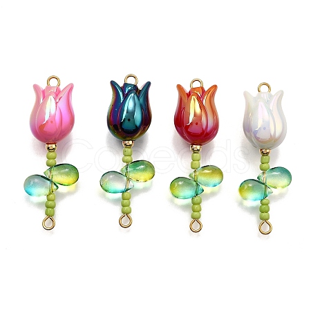UV Plated Acrylic Flower Links Connector Charms PALLOY-TA00272-1