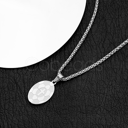 Sports 304 Stainless Steel Cross Oval Pendant Necklaces WG153EA-01-1