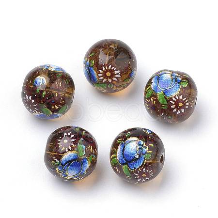 Printed Glass Beads GFB-Q001-10mm-C06-1