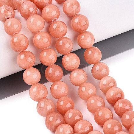 Natural Dyed Yellow Jade Gemstone Bead Strands X-G-R271-10mm-Y31-1