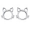 Women Cat Brass Leverback Earrings, Cute Kitty Face Earrings Jewelry Gift for Lovers Women Birthday Christmas, Platinum, 16x18.2mm