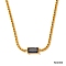 Ion Plating(IP) Stainless Steel Rhinestone Rectangle Pendant Necklaces, Golden, Jet, 15.94 inch(40.5cm)