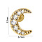 304 Stainless Steel Micro Pave Clear Cubic Zirconia Cartilage Earrings, Golden, Moon, 10mm, Pin: 1.2mm